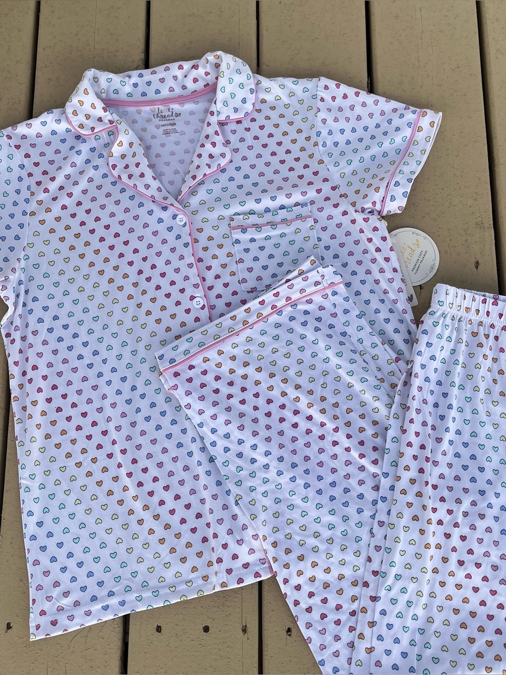 Pajamas set hearts women’s medium nwt